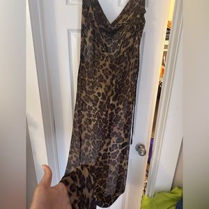 Sheer leopard print long dress